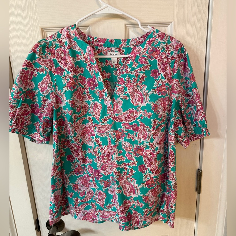J. Crew Floral Blouse Shabby Chic Cottagecore Bloomcore Spring Summer Large